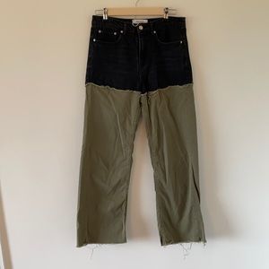 Zara city worker two tone wide leg jean